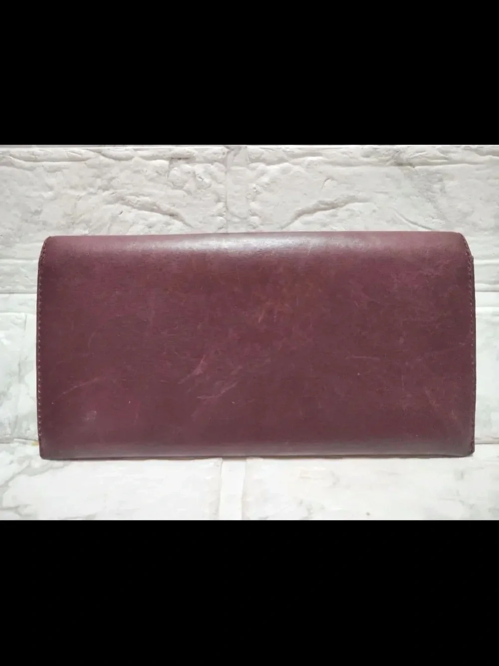Dior Burgundy Leather Envelope wallet with Gold Logo Plaque
